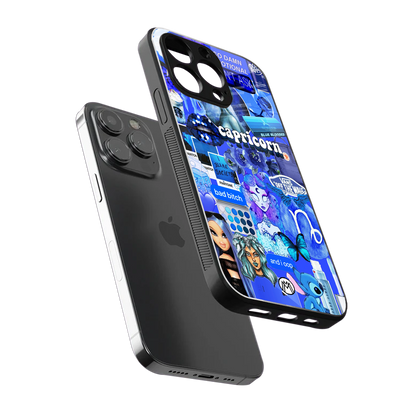 capricorn aesthetic collage back phone cover | glass case for iphone 15 pro