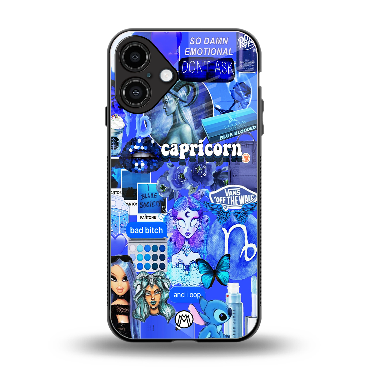 capricorn aesthetic collage back phone cover | glass case for iphone 16 plus
