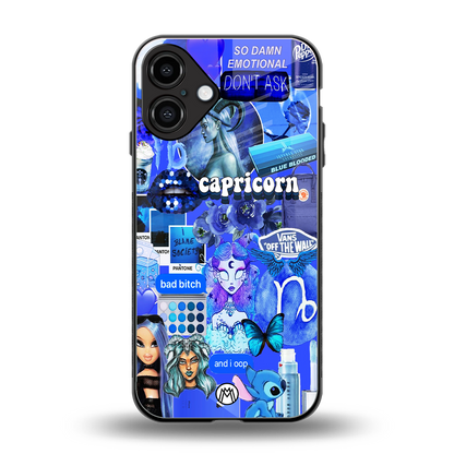 capricorn aesthetic collage back phone cover | glass case for iphone 16 plus