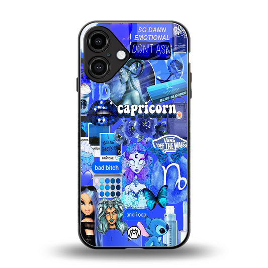 capricorn aesthetic collage back phone cover | glass case for iphone 16 plus