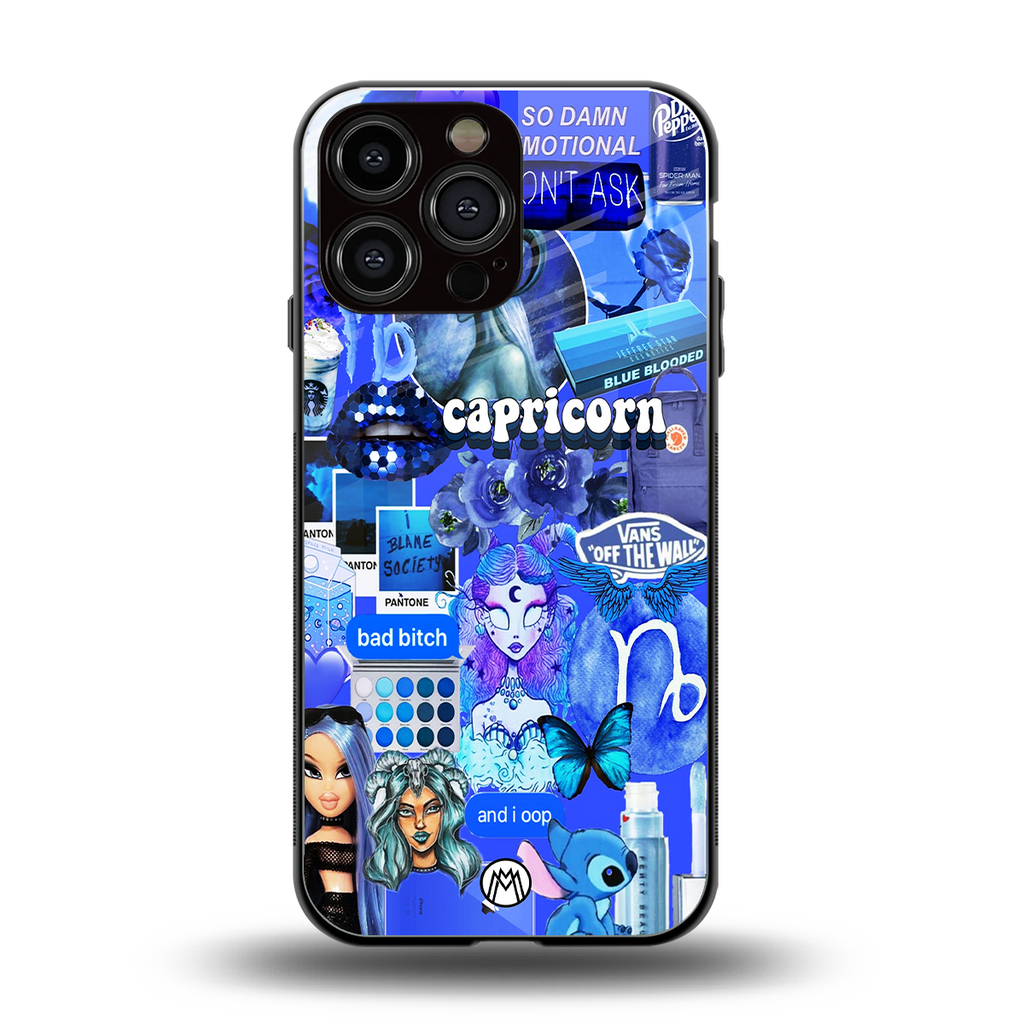 capricorn aesthetic collage back phone cover | glass case for iphone 16 pro max