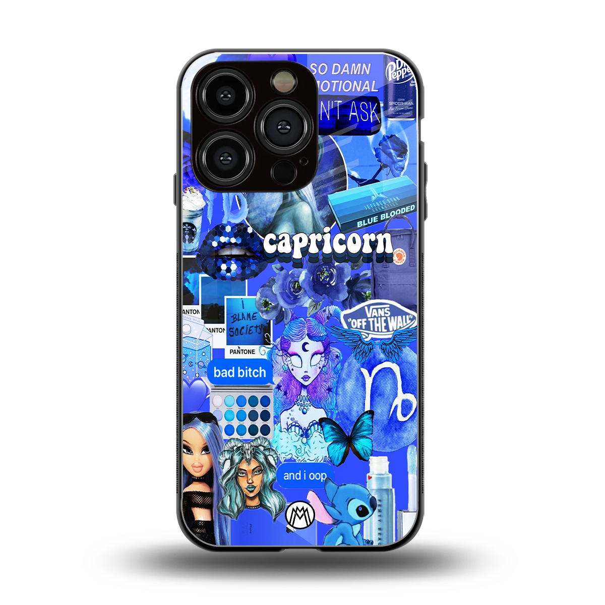 capricorn aesthetic collage back phone cover | glass case for iphone 16 pro