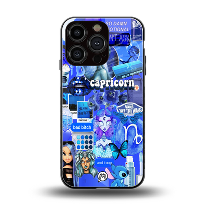 capricorn aesthetic collage back phone cover | glass case for iphone 16 pro