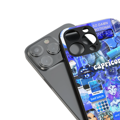 capricorn aesthetic collage back phone cover | glass case for iphone 16 pro max