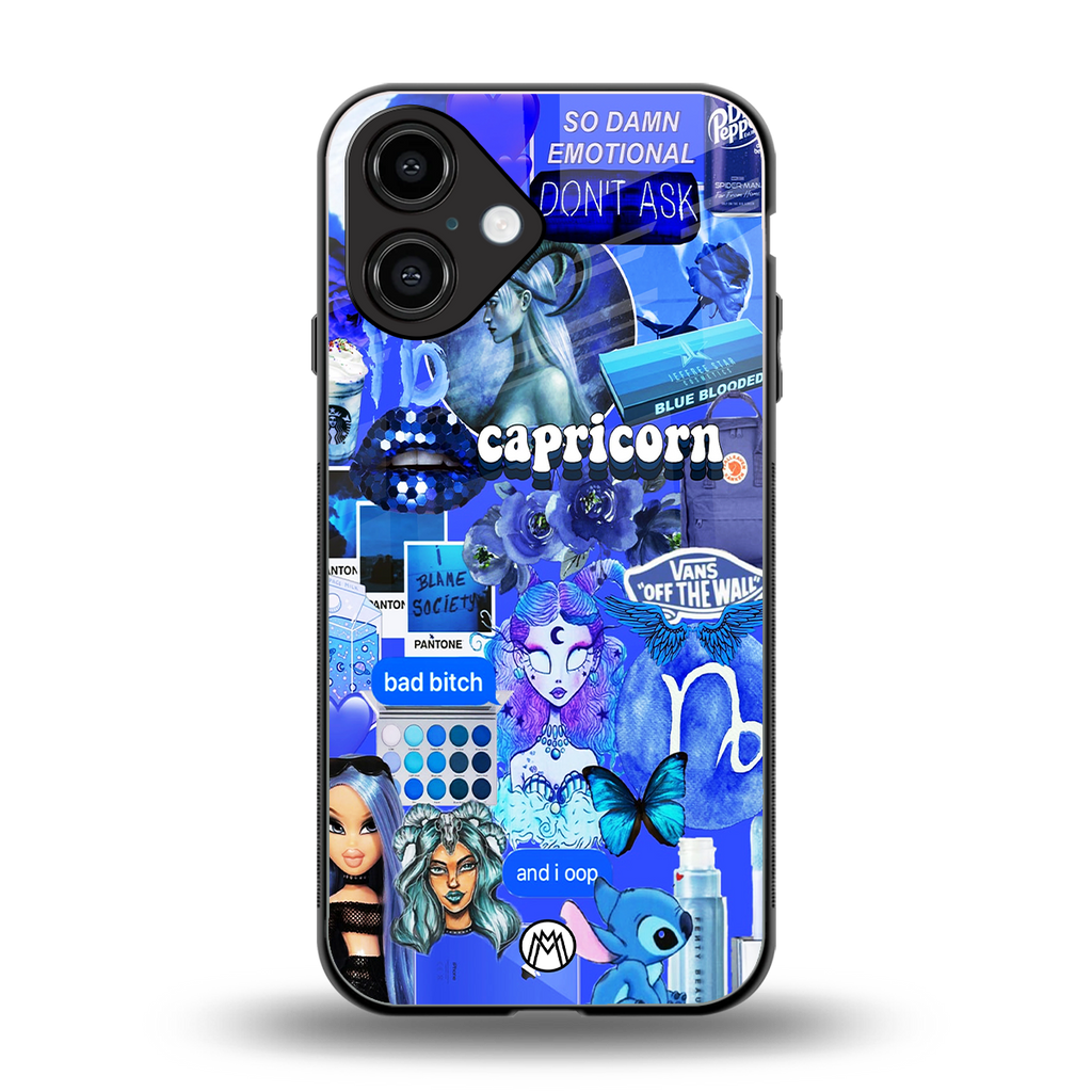 capricorn aesthetic collage back phone cover | glass case for iphone 16