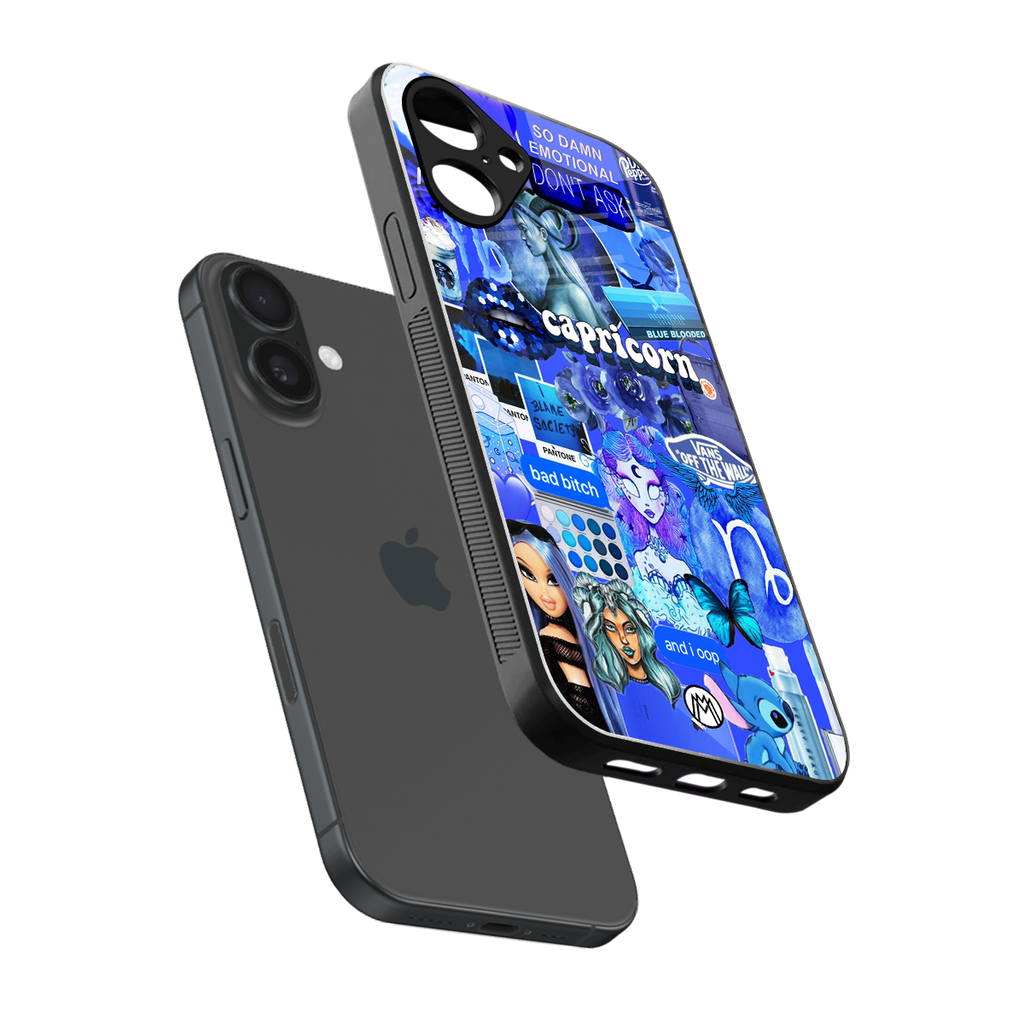 capricorn aesthetic collage back phone cover | glass case for iphone 16