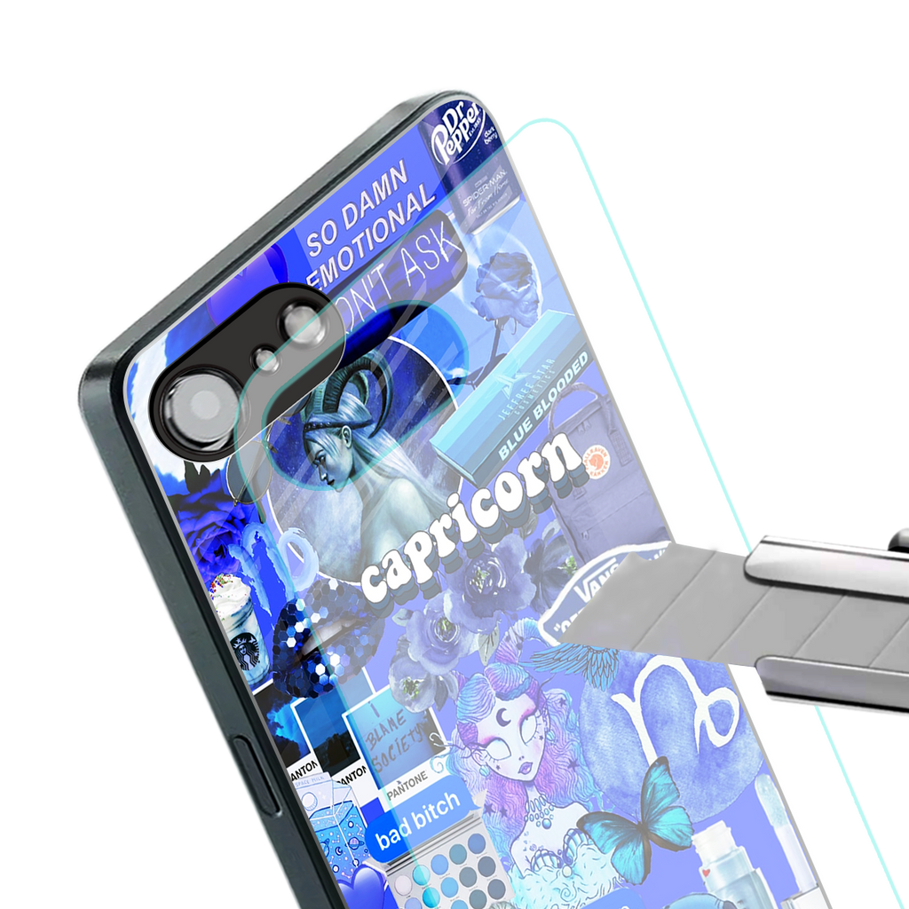 capricorn aesthetic collage back phone cover | glass case for iphone 16e