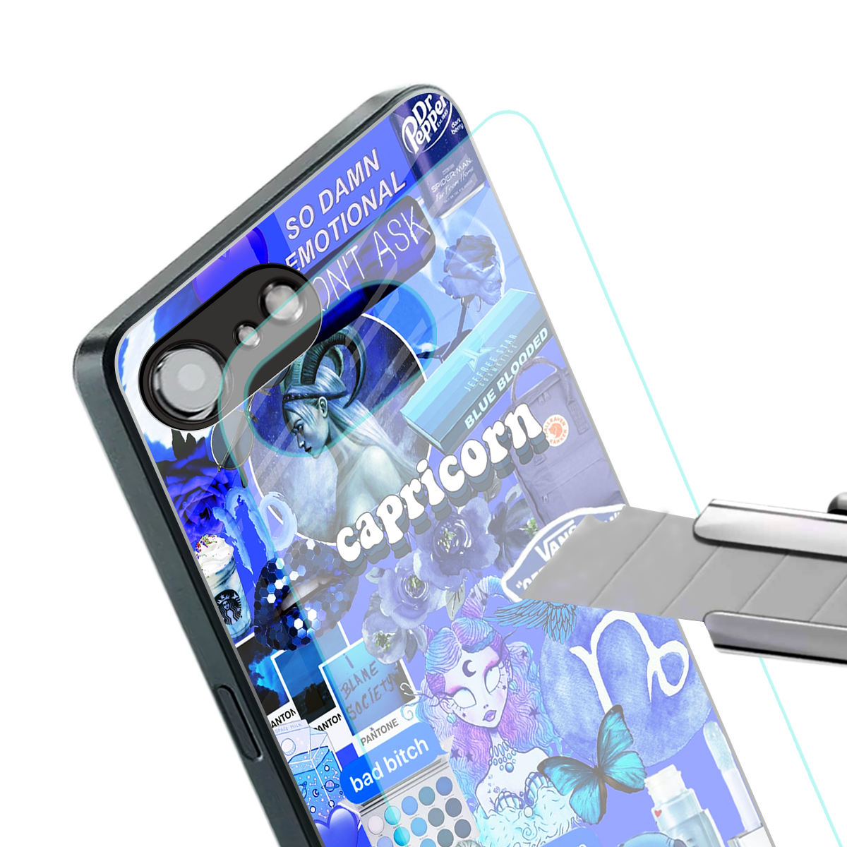 capricorn aesthetic collage back phone cover | glass case for iphone 16e