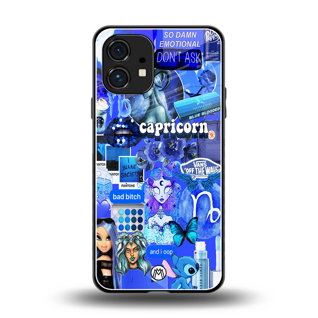 capricorn aesthetic collage back phone cover | glass case for nothing phone 1
