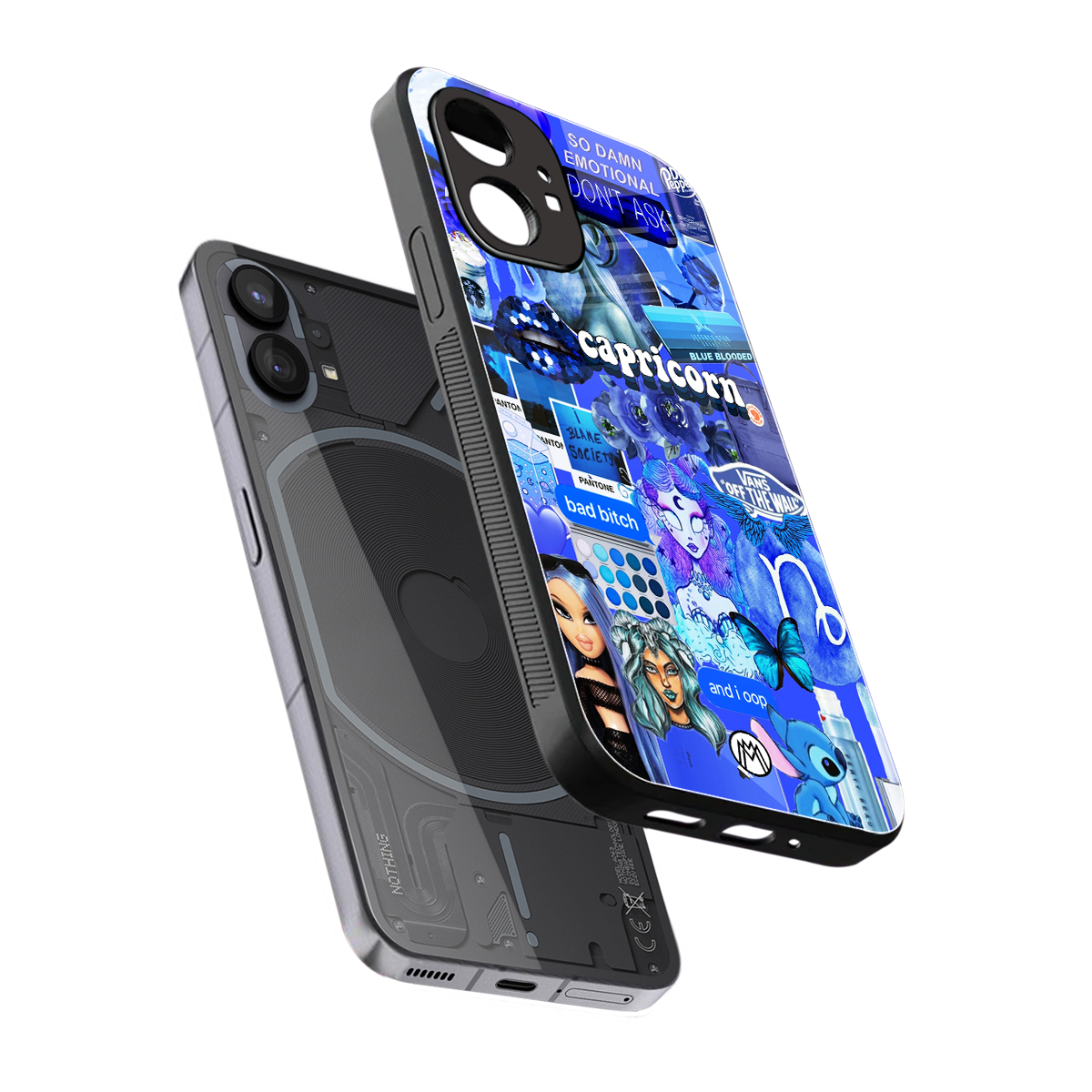 capricorn aesthetic collage back phone cover | glass case for nothing phone 1