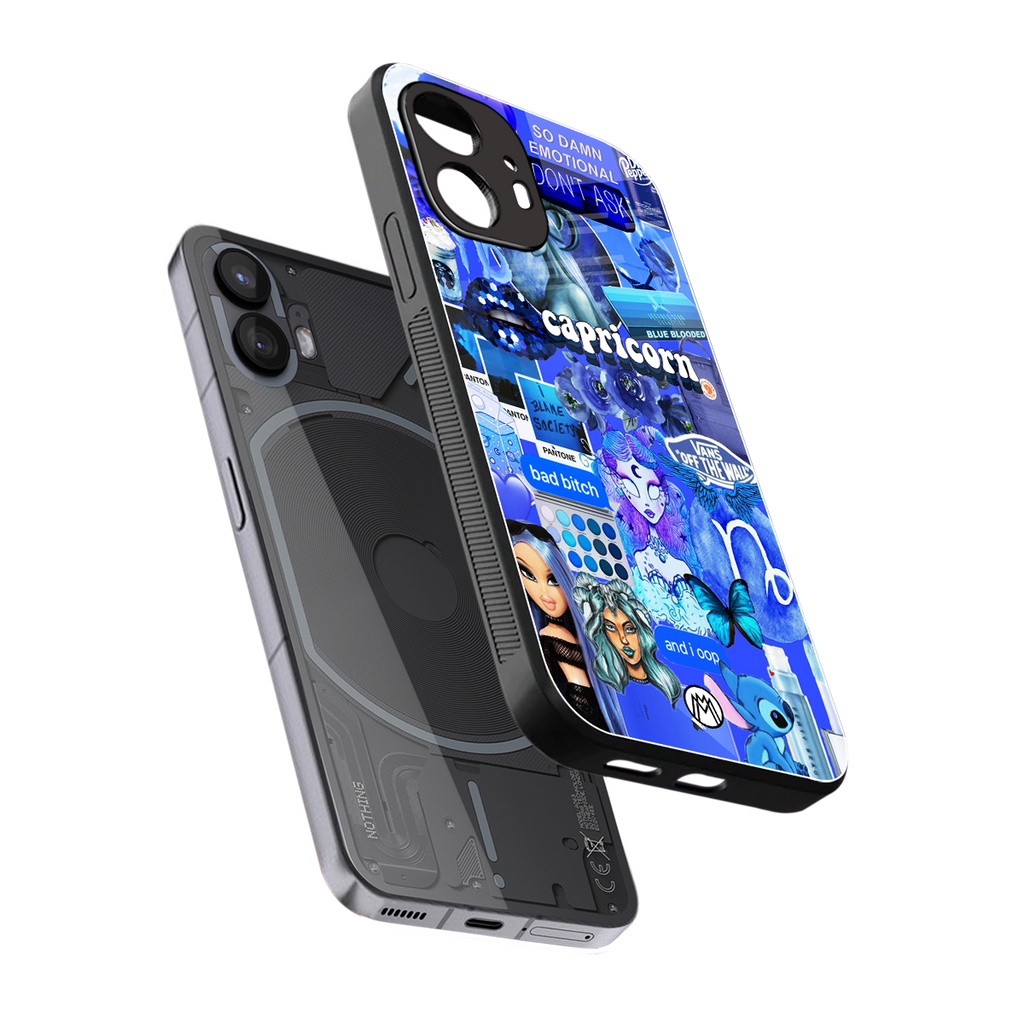capricorn aesthetic collage back phone cover | glass case for nothing phone 2
