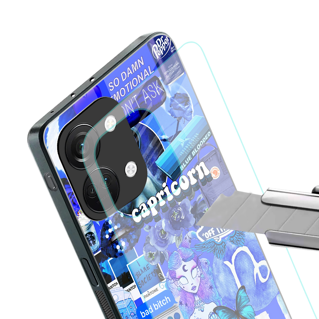 capricorn aesthetic collage back phone cover | glass case for oneplus nord 3