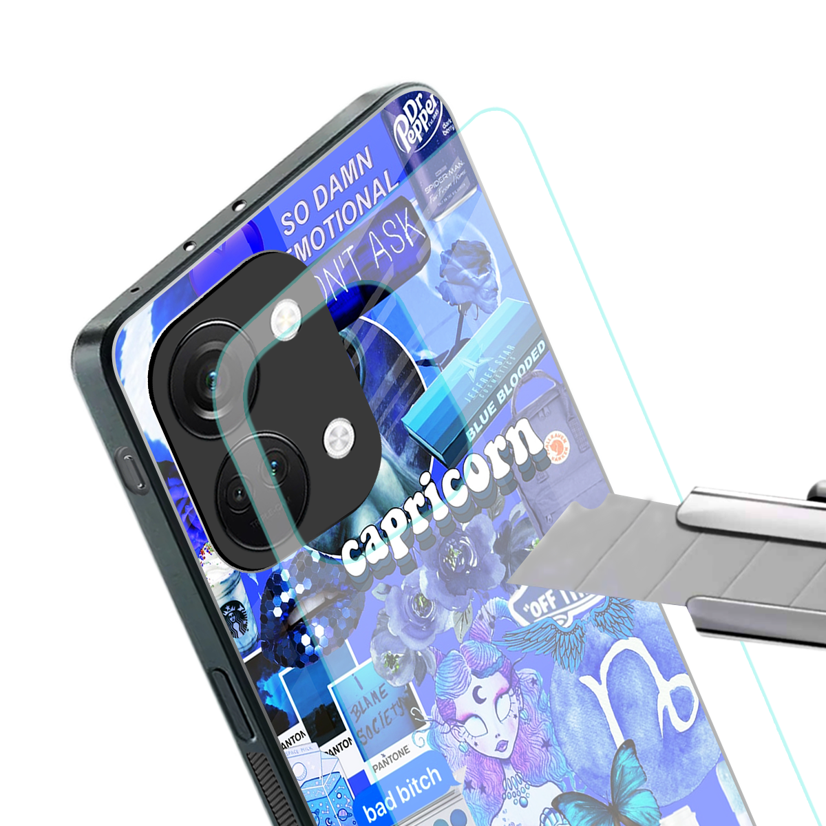 capricorn aesthetic collage back phone cover | glass case for oneplus nord 3
