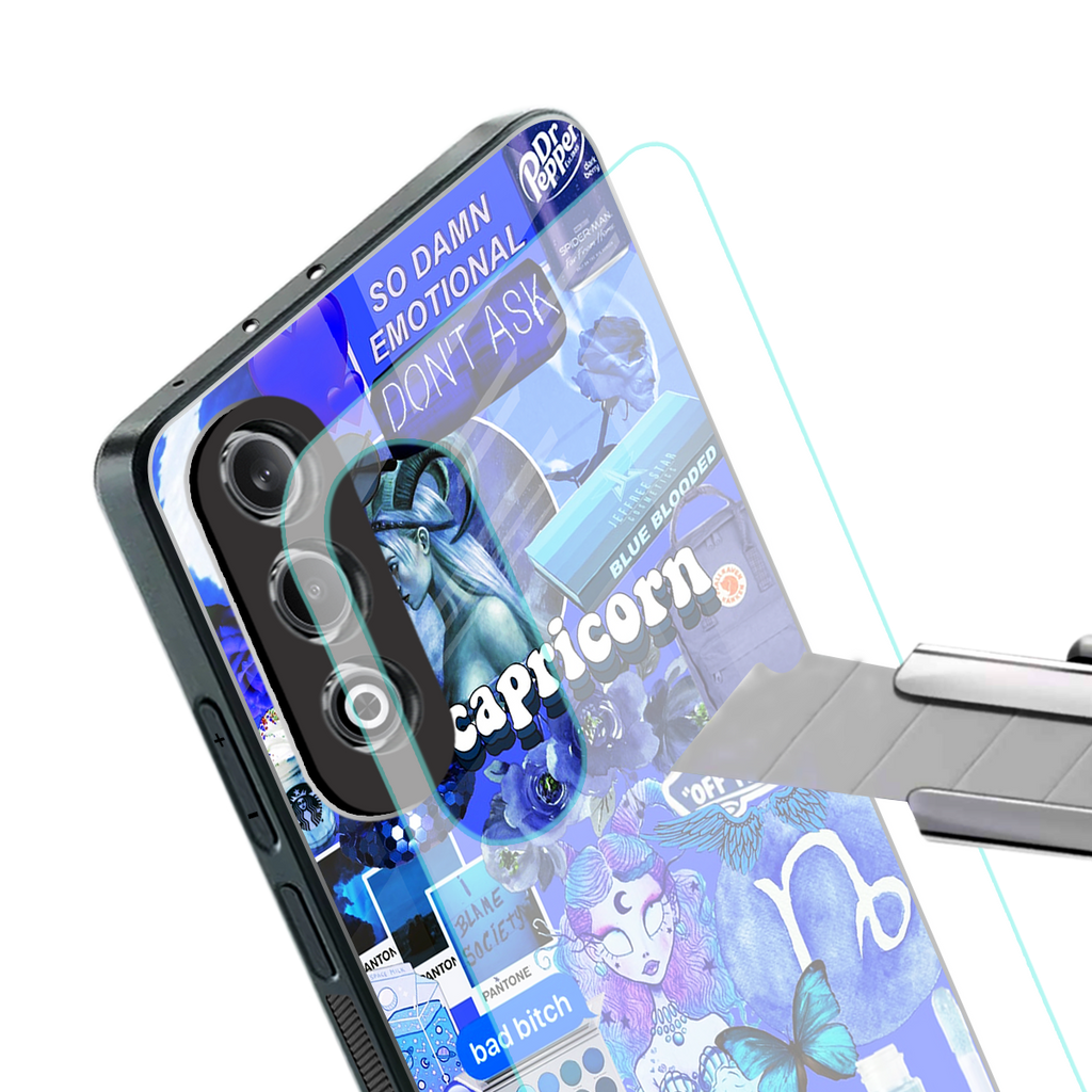capricorn aesthetic collage back phone cover | glass case for oneplus nord ce 4