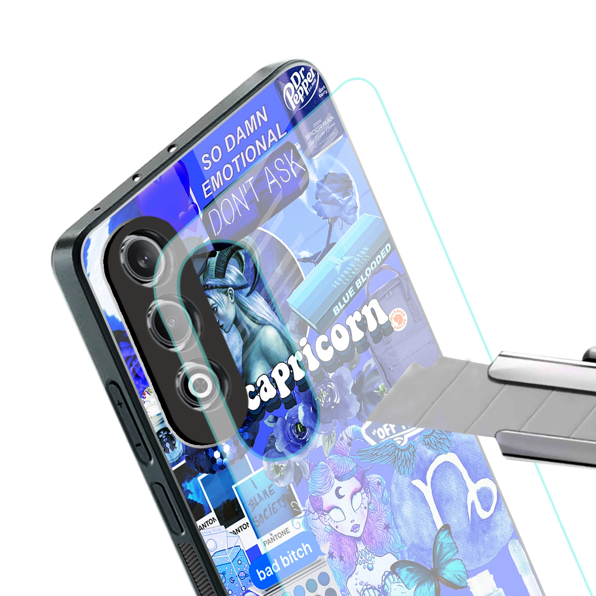 capricorn aesthetic collage back phone cover | glass case for oneplus nord ce 4