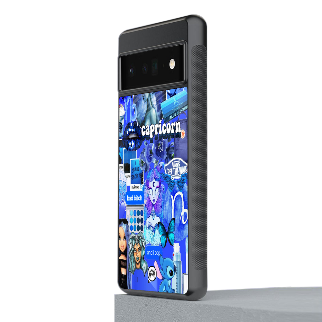 capricorn aesthetic collage back phone cover | glass case for google pixel 6 pro