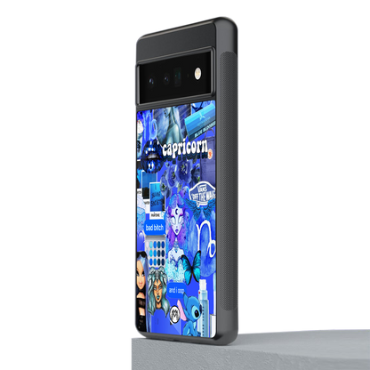 capricorn aesthetic collage back phone cover | glass case for google pixel 6 pro