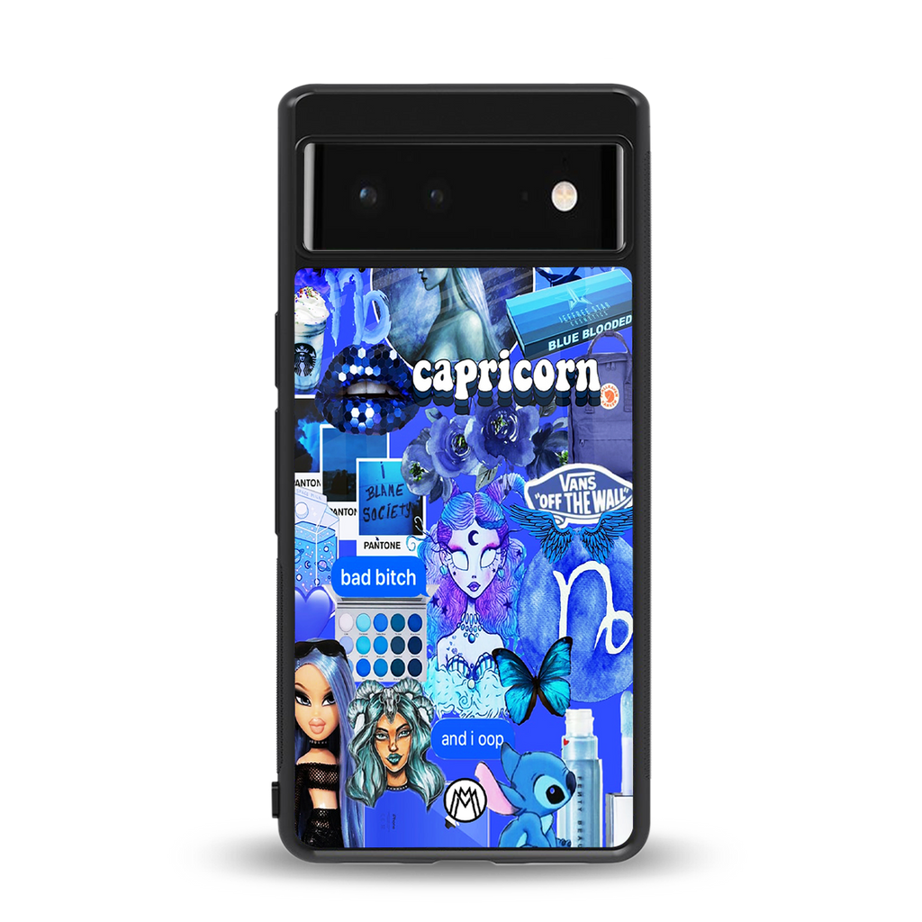 capricorn aesthetic collage back phone cover | glass case for google pixel 6