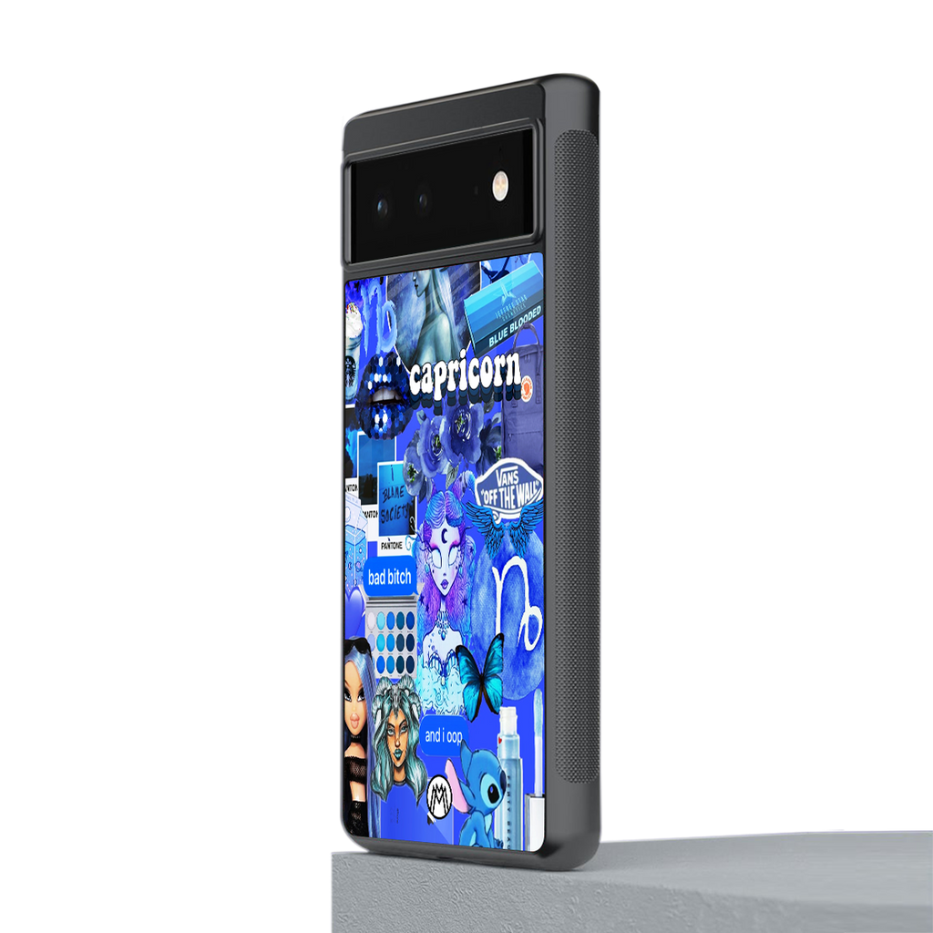 capricorn aesthetic collage back phone cover | glass case for google pixel 6