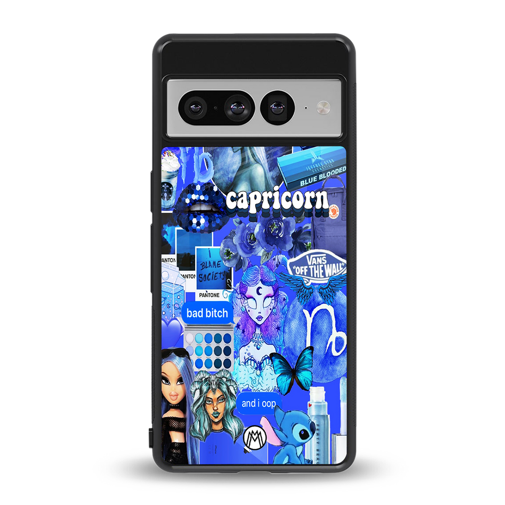 capricorn aesthetic collage back phone cover | glass case for google pixel 7 pro