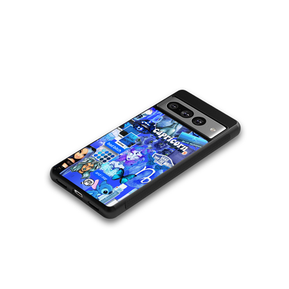 capricorn aesthetic collage back phone cover | glass case for google pixel 7 pro