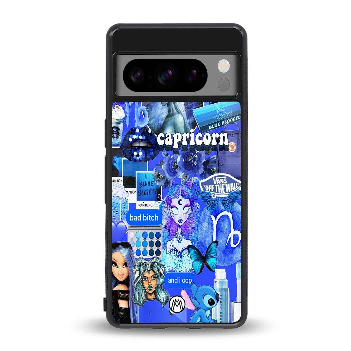 capricorn aesthetic collage back phone cover | glass case for google pixel 8 pro