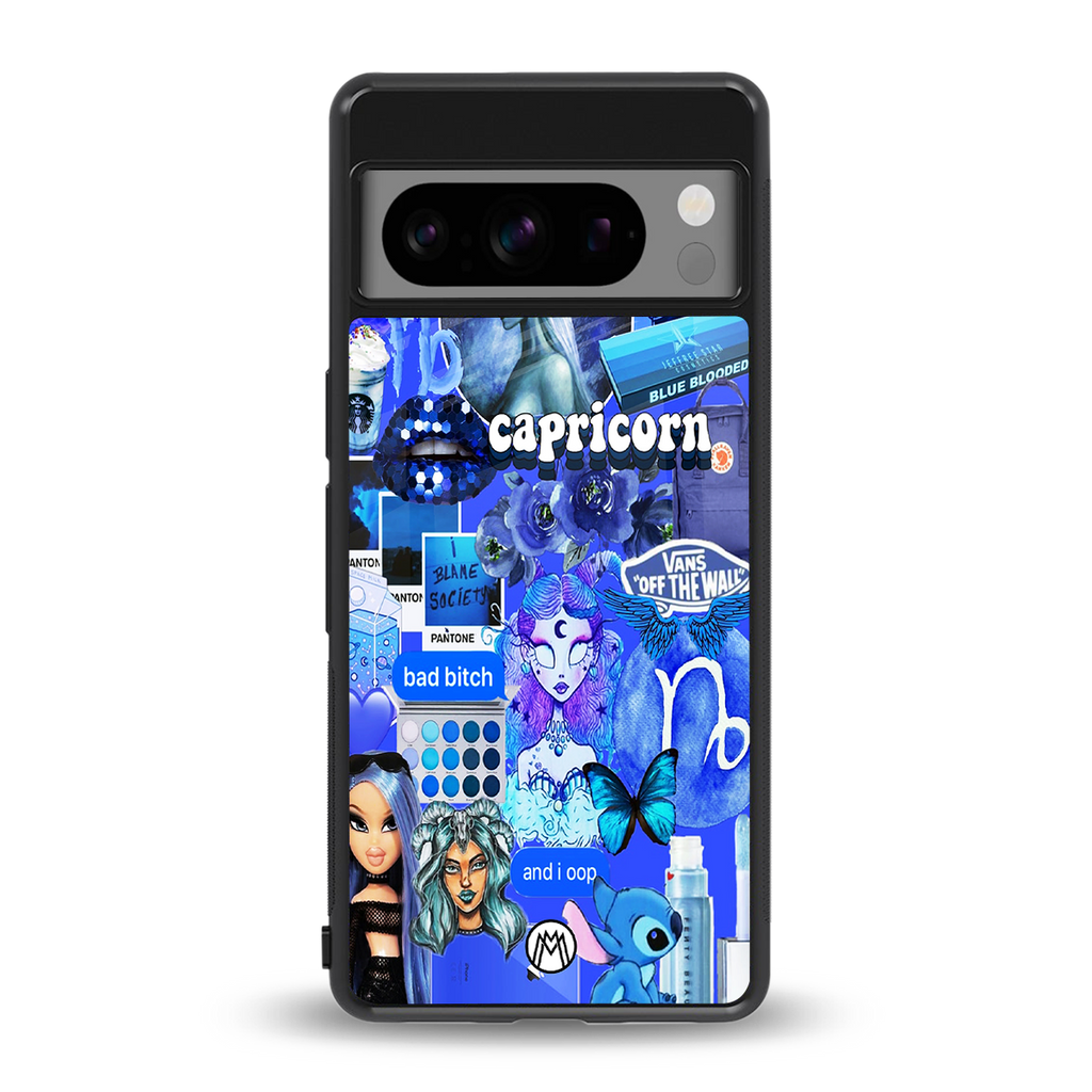 capricorn aesthetic collage back phone cover | glass case for google pixel 8 pro