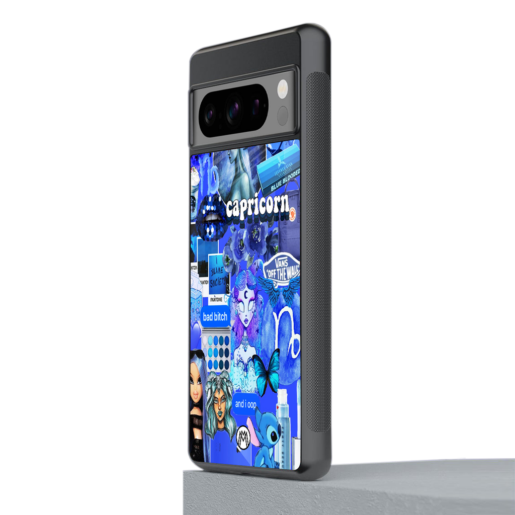 capricorn aesthetic collage back phone cover | glass case for google pixel 8 pro