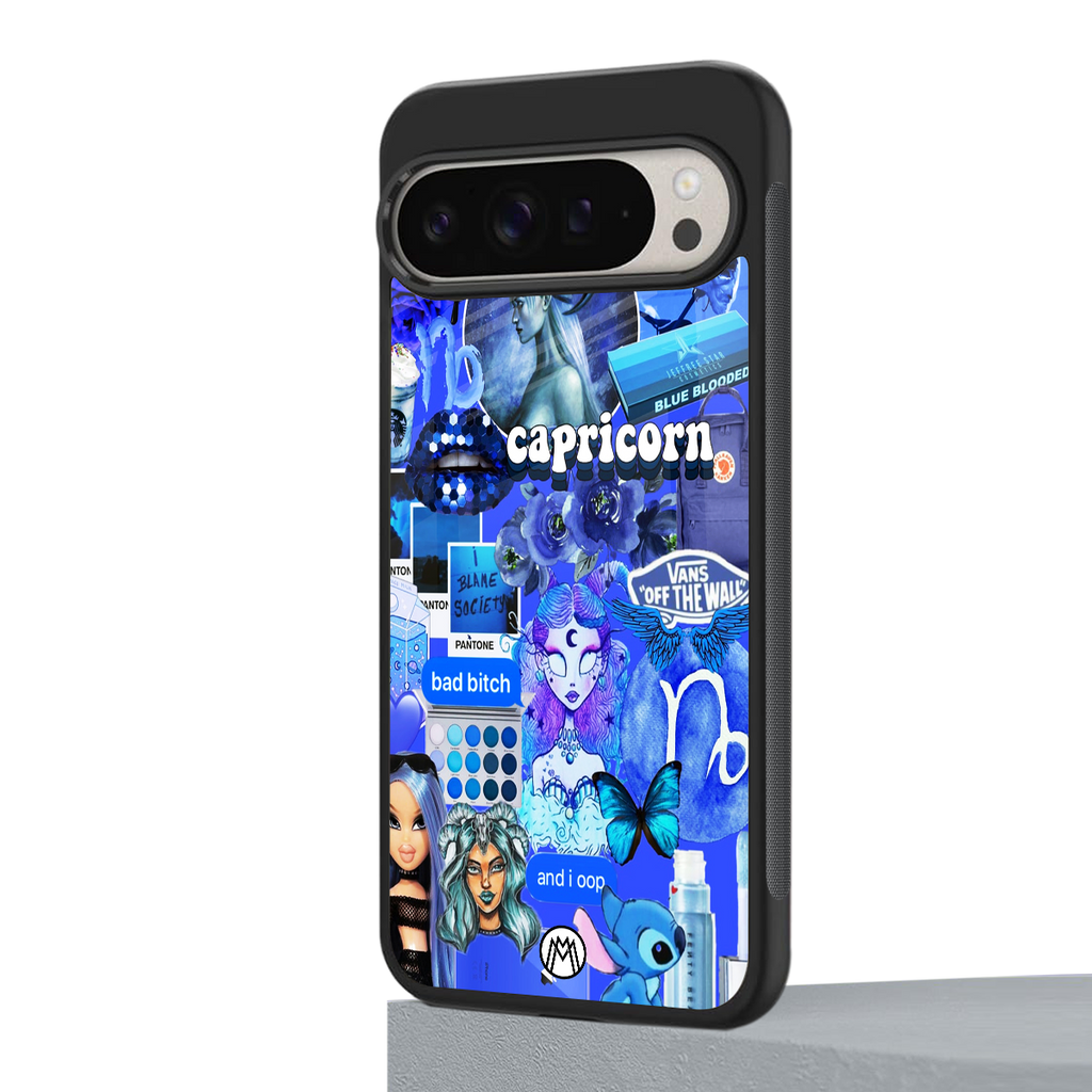 capricorn aesthetic collage back phone cover | glass case for google pixel 9 pro