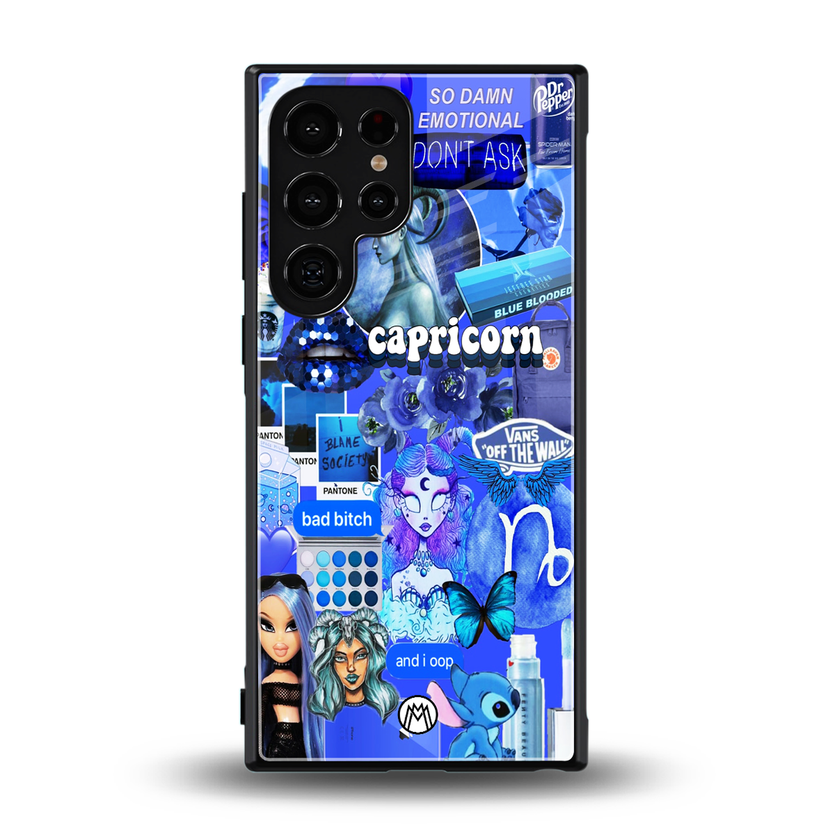 capricorn aesthetic collage back phone cover | glass case for samsung galaxy s24 ultra