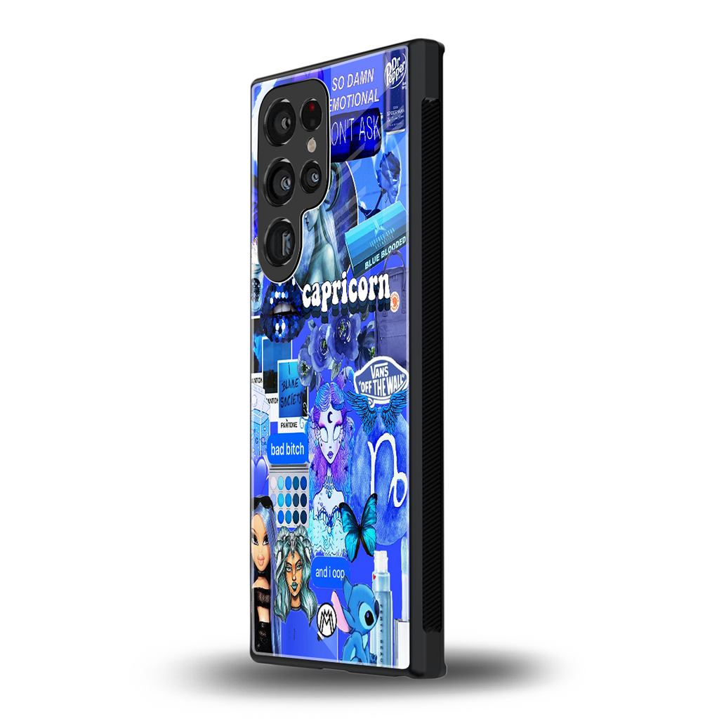 capricorn aesthetic collage back phone cover | glass case for samsung galaxy s23 ultra