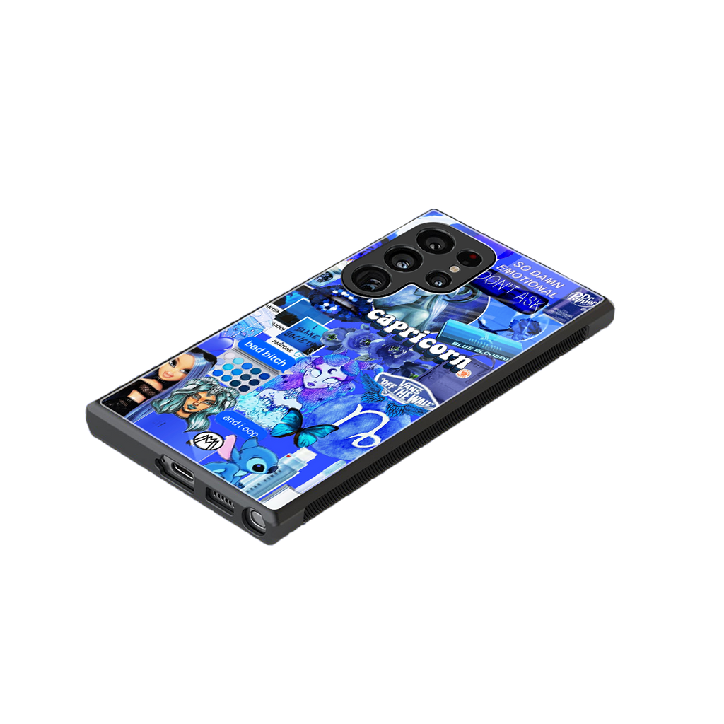 capricorn aesthetic collage back phone cover | glass case for samsung galaxy s23 ultra