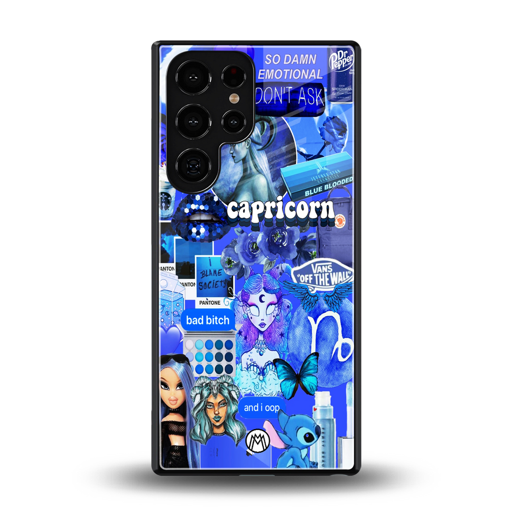 capricorn aesthetic collage back phone cover | glass case for samsung galaxy s25 ultra