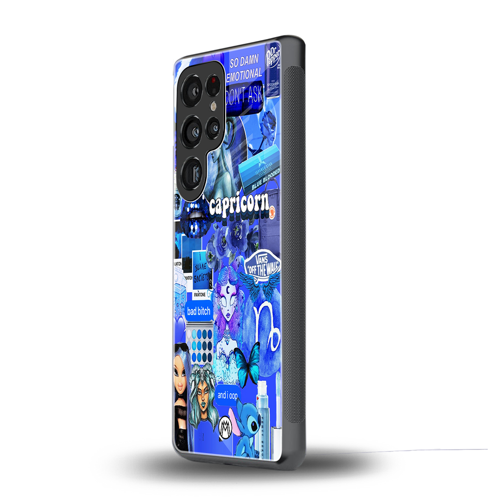 capricorn aesthetic collage back phone cover | glass case for samsung galaxy s25 ultra