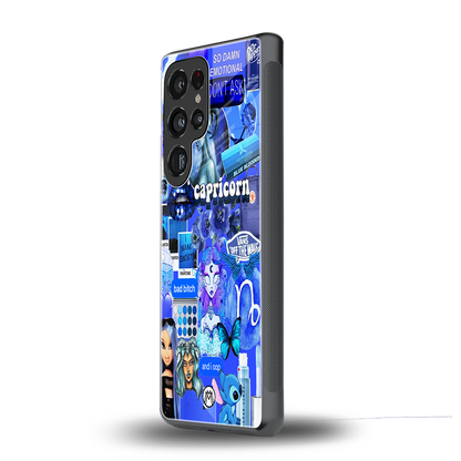capricorn aesthetic collage back phone cover | glass case for samsung galaxy s25 ultra