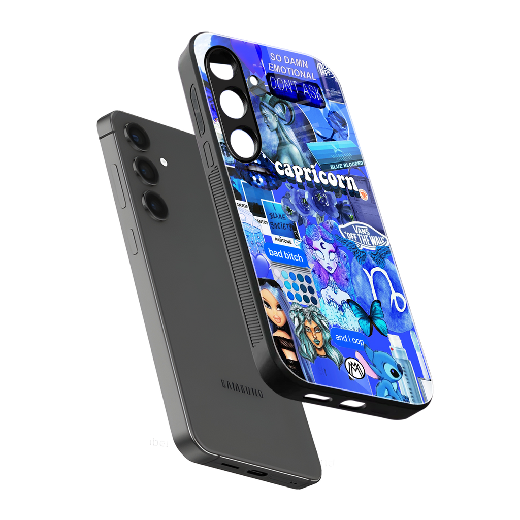 capricorn aesthetic collage back phone cover | glass case for samsung galaxy s25