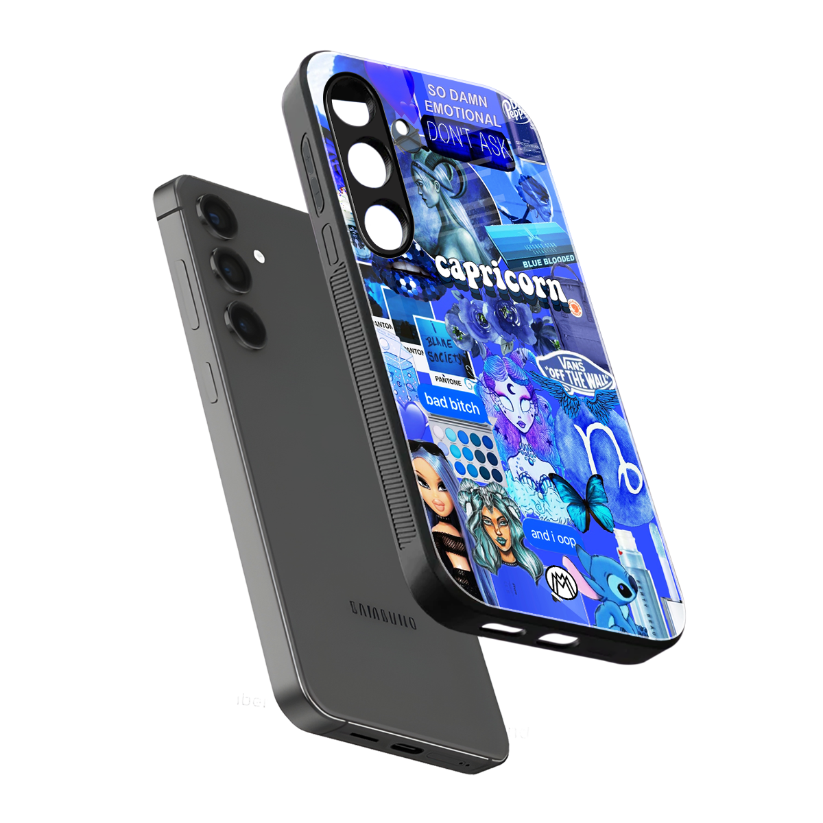 capricorn aesthetic collage back phone cover | glass case for samsung galaxy s24 plus