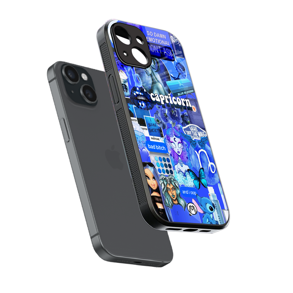 capricorn aesthetic collage back phone cover | glass case for iphone 15