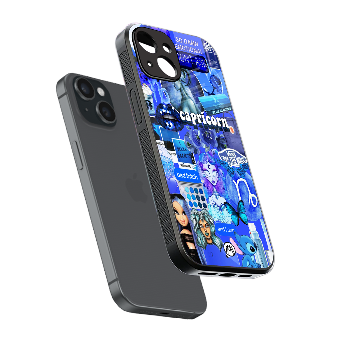 capricorn aesthetic collage back phone cover | glass case for iphone 15