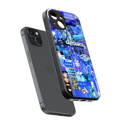 capricorn aesthetic collage back phone cover | glass case for iphone 14