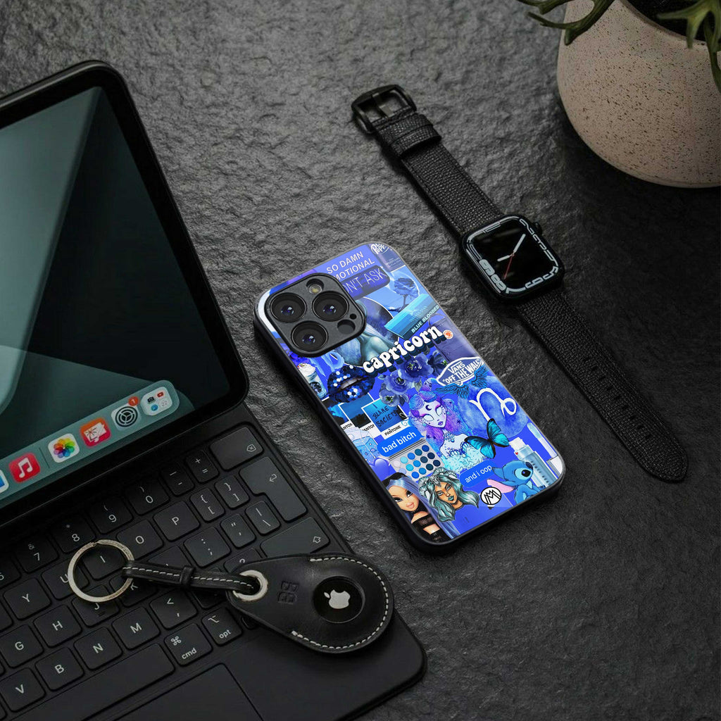 capricorn aesthetic collage back phone cover | glass case for samsung galaxy s24
