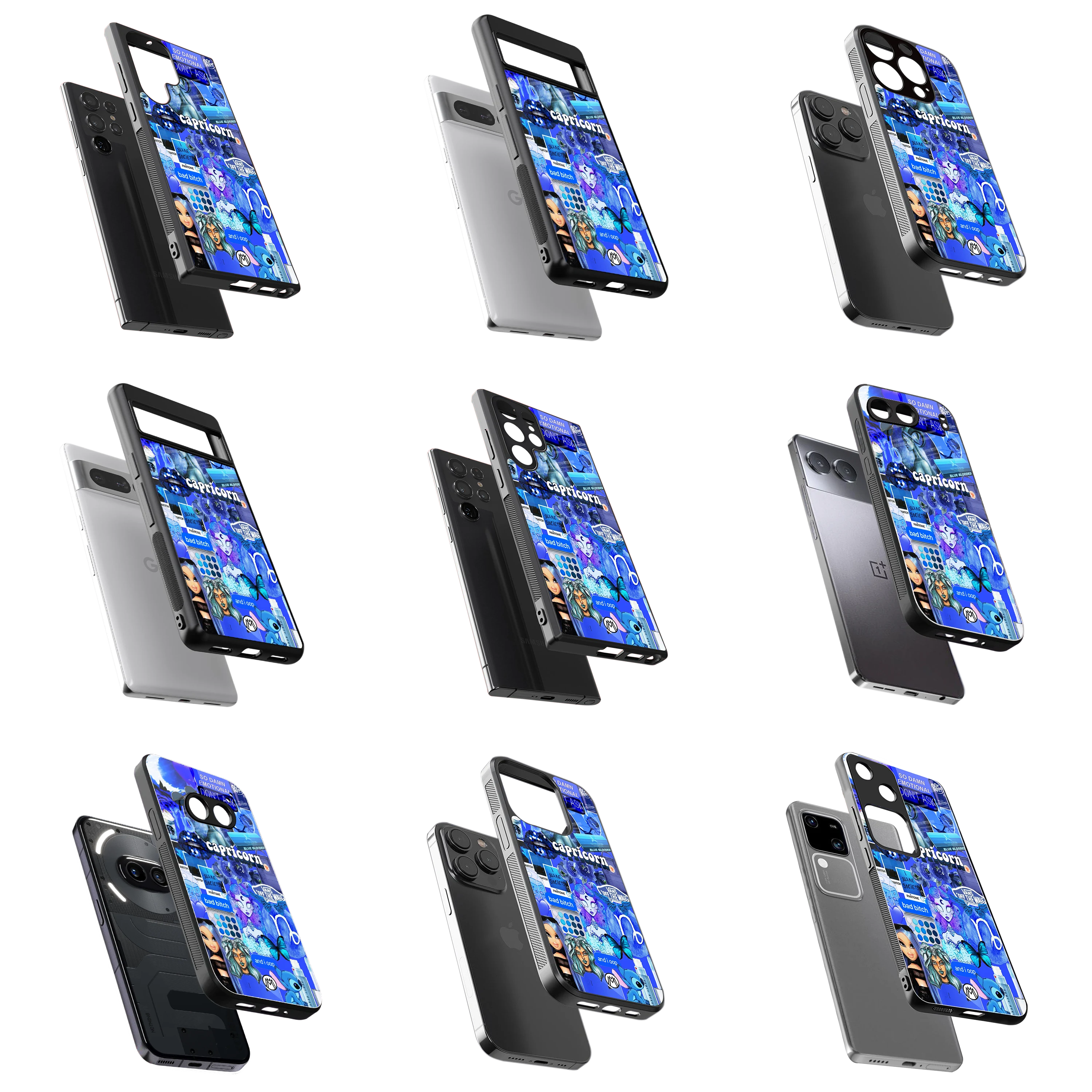 Durable Glass Back Mobile Case for iPhone, Samsung, OnePlus, Google Pixel, Redmi, Vivo, Oppo
