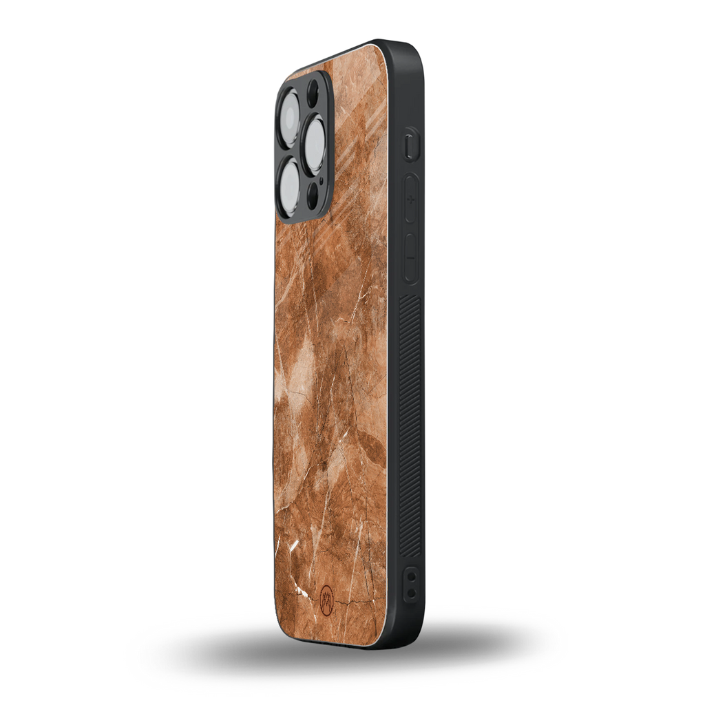 caramel brown marble back phone cover | glass case for iphone 13 pro max