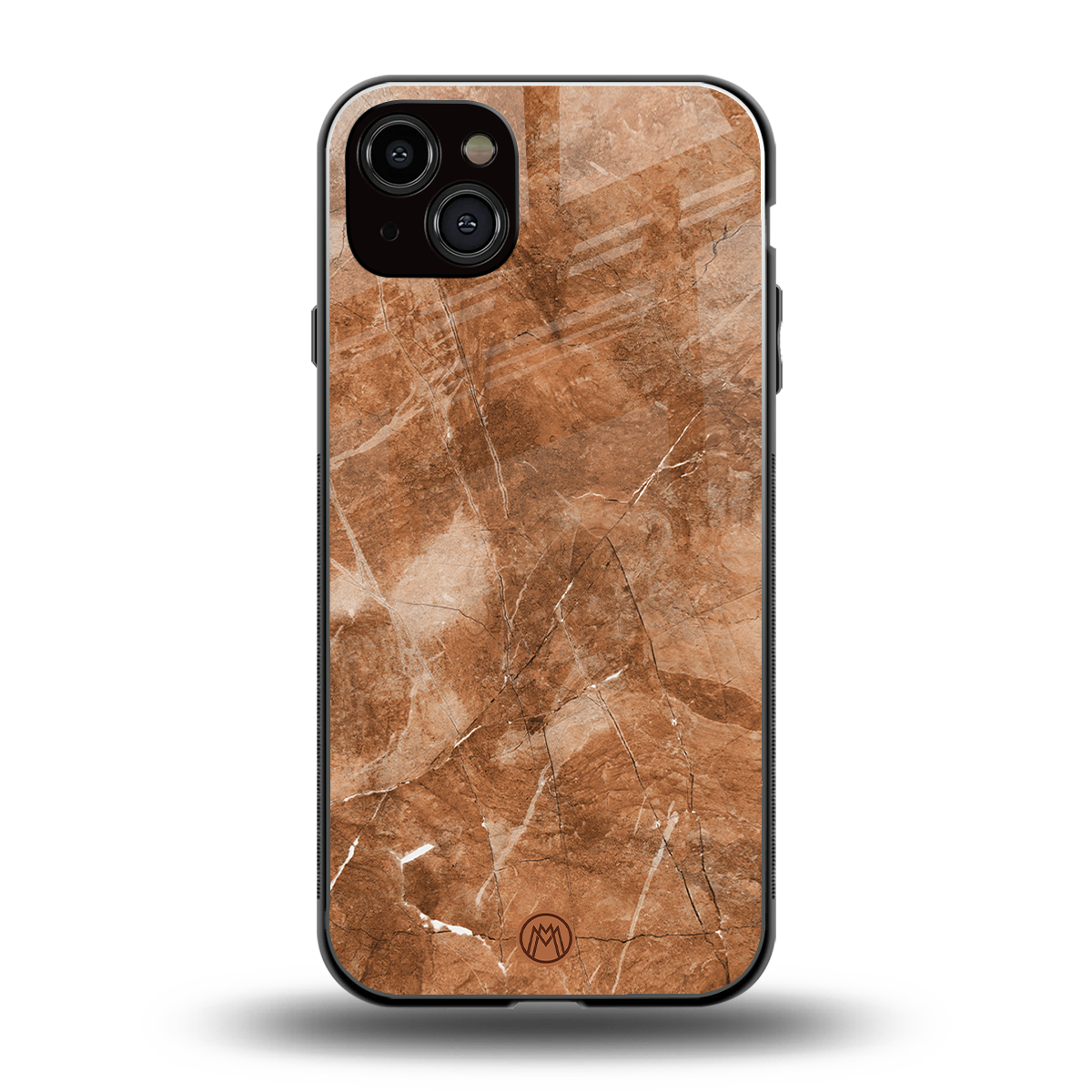 caramel brown marble back phone cover | glass case for iphone 15 plus