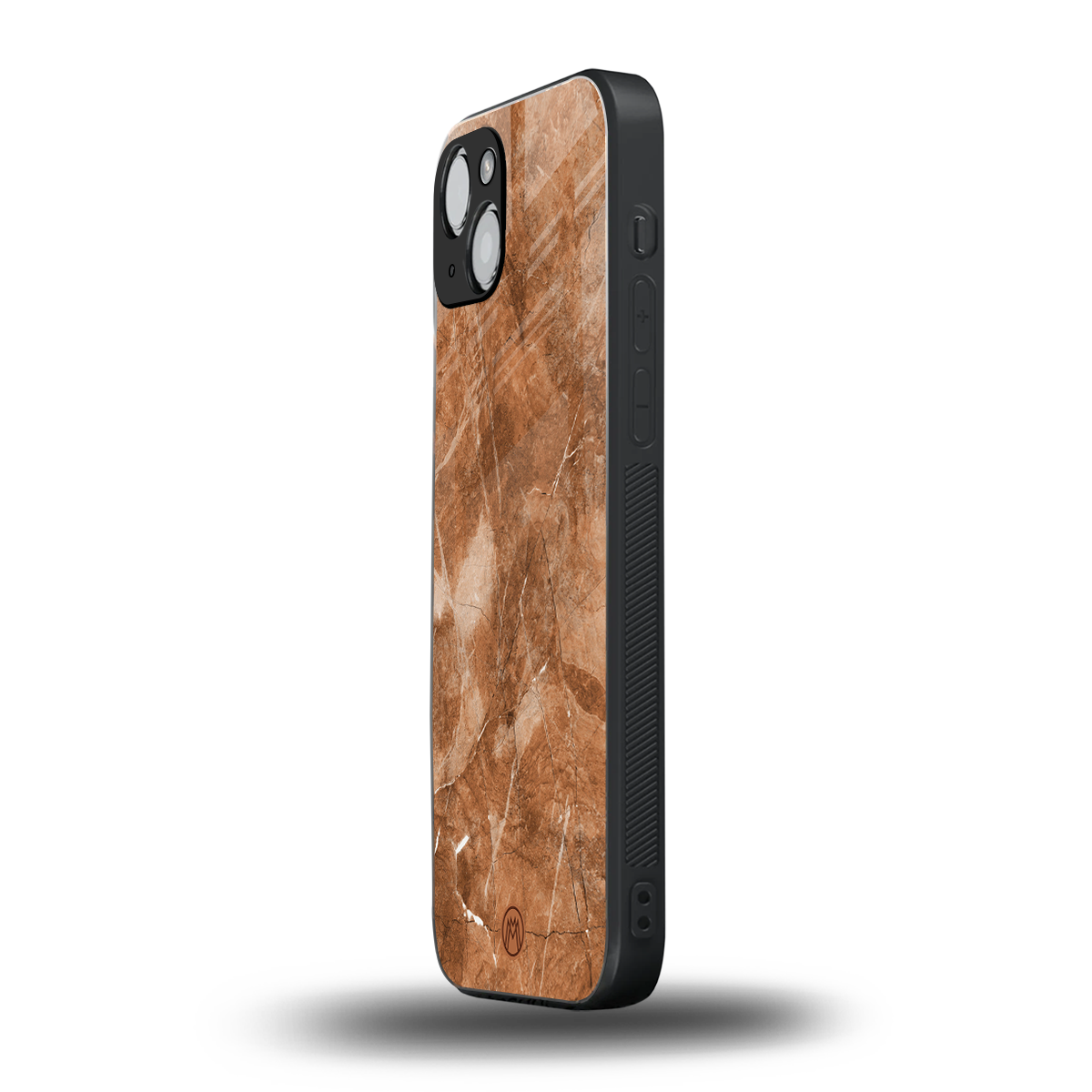 caramel brown marble back phone cover | glass case for iphone 14 plus