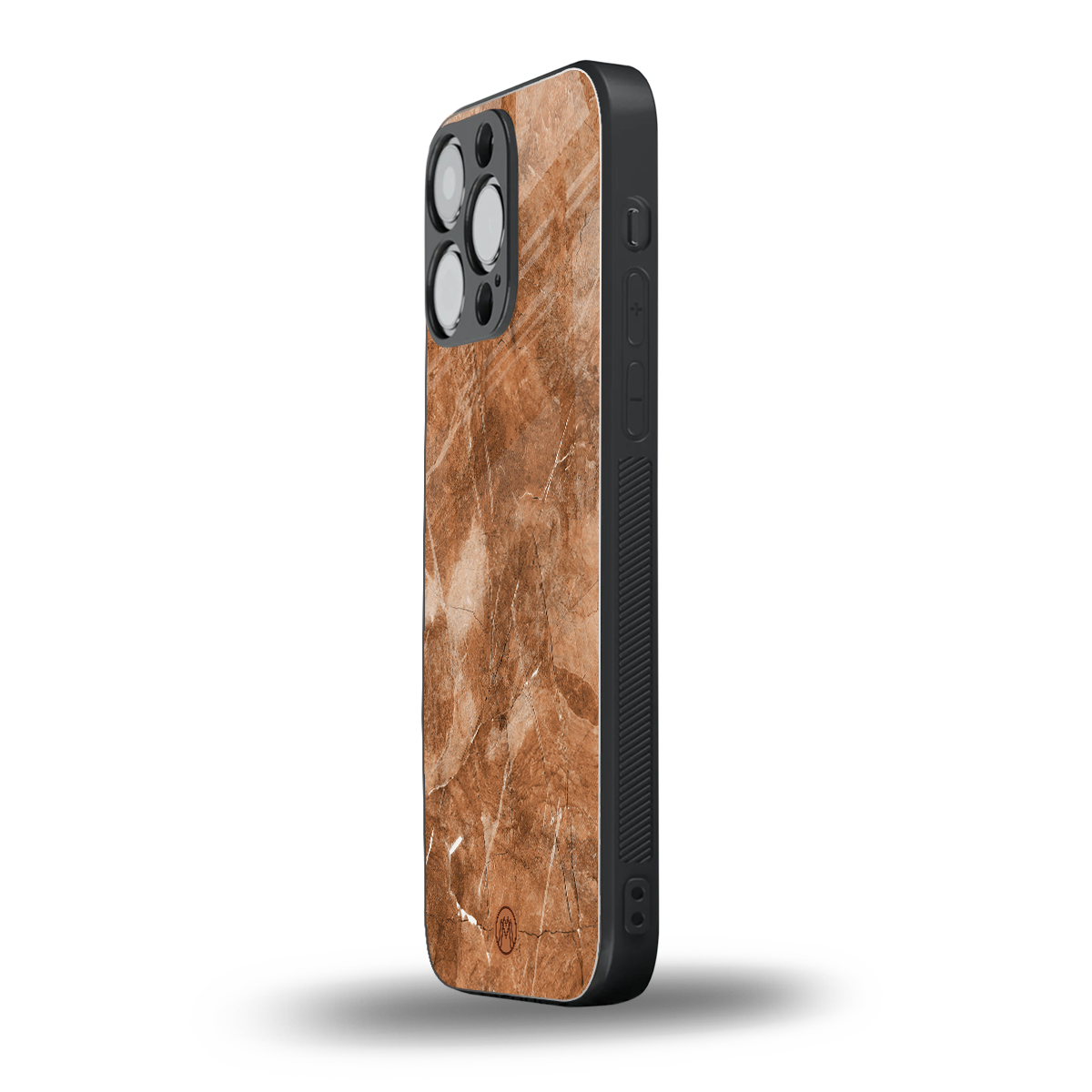 caramel brown marble back phone cover | glass case for iphone 15 pro max