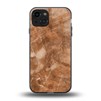 caramel brown marble back phone cover | glass case for iphone 15