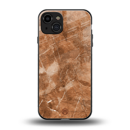 caramel brown marble back phone cover | glass case for iphone 15