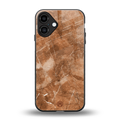 caramel brown marble back phone cover | glass case for iphone 16 plus