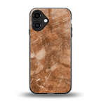caramel brown marble back phone cover | glass case for iphone 16 plus